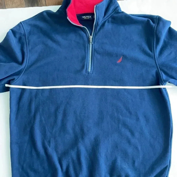 Nautica quarter zip sweatshirt. Navy w/ red logo. Super soft! Men’s size XL - Picture 4 of 10